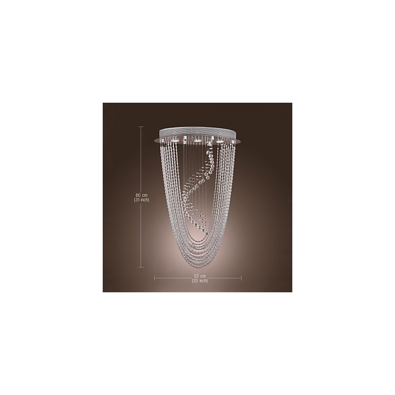 Lampadario a filo moderno in cristallo trasparente cromato, 4 lampadine GU10