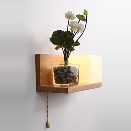Applique da parete in legno e vetro Max Country Style con interruttore in linea