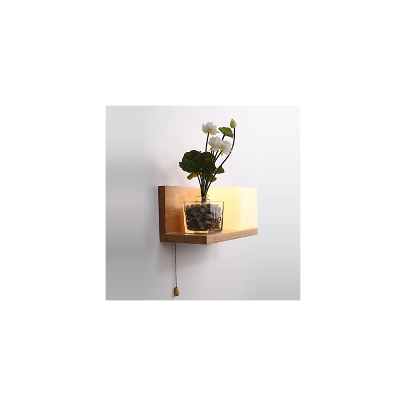 Applique da parete in legno e vetro Max Country Style con interruttore in linea
