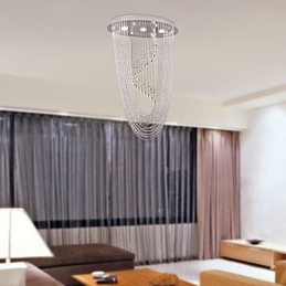 Lampadario a filo moderno in cristallo trasparente cromato, 4 lampadine GU10