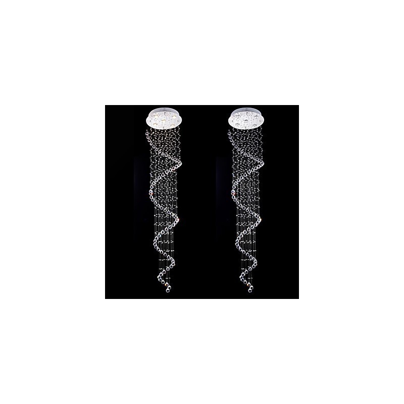 Lampadario a sospensione in cristallo K9 trasparente 5 luci GU10 argento
