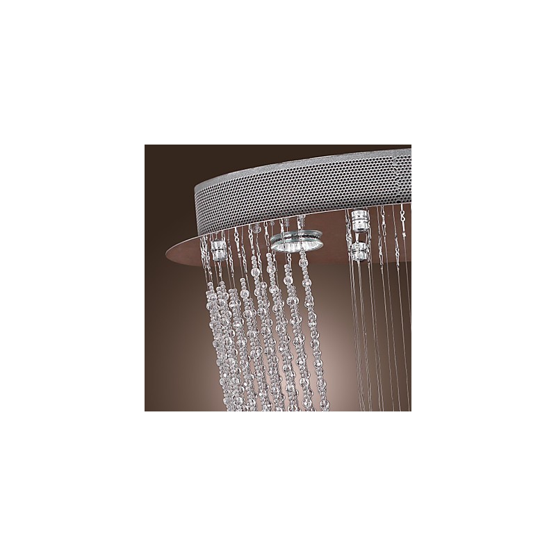 Lampadario a filo moderno in cristallo trasparente cromato, 4 lampadine GU10