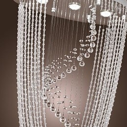 Lampadario a filo moderno in cristallo trasparente cromato, 4 lampadine GU10