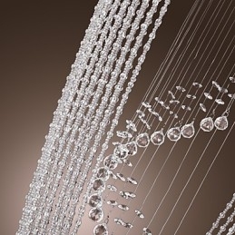 Lampadario a filo moderno in cristallo trasparente cromato, 4 lampadine GU10