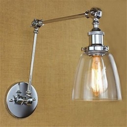 Applique da parete rustica retrò con braccio oscillante regolabile e protezione occhi