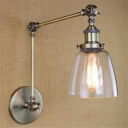 Applique da parete rustica retrò con braccio oscillante regolabile e protezione occhi