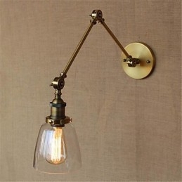 Applique da parete rustica retrò con braccio oscillante regolabile e protezione occhi