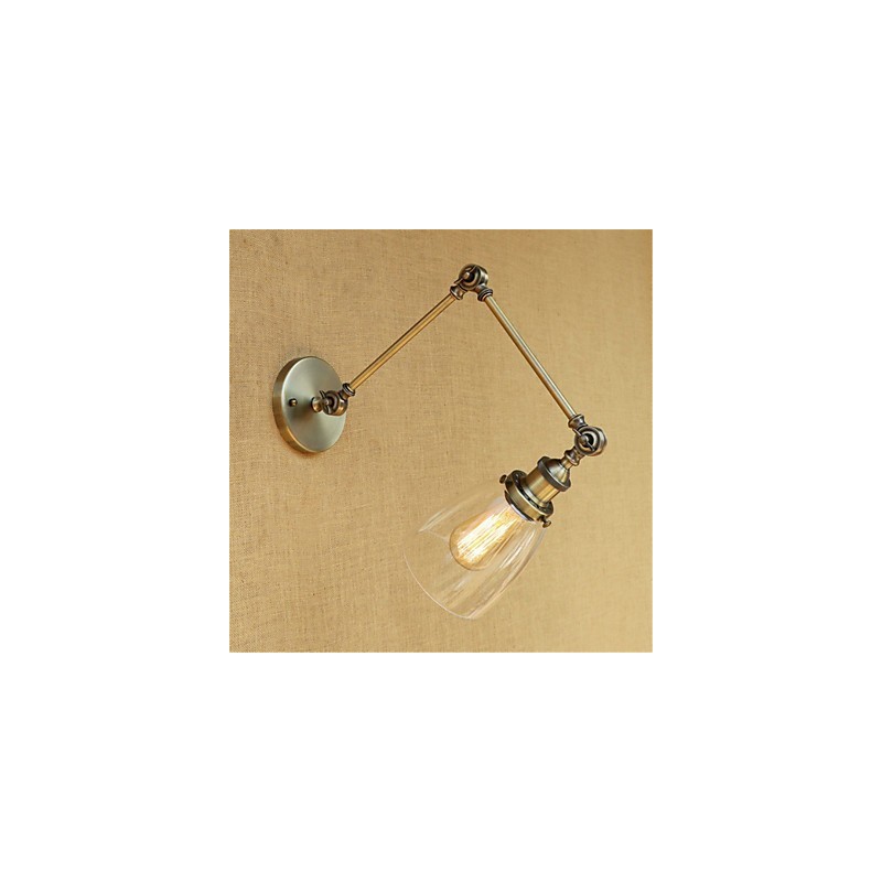 Applique da parete rustica retrò con braccio oscillante regolabile e protezione occhi