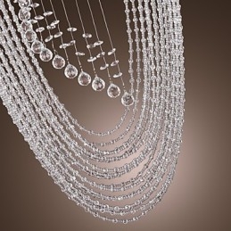 Lampadario a filo moderno in cristallo trasparente cromato, 4 lampadine GU10