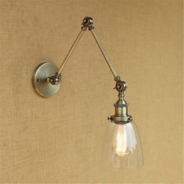 Applique da parete rustica retrò con braccio oscillante regolabile e protezione occhi