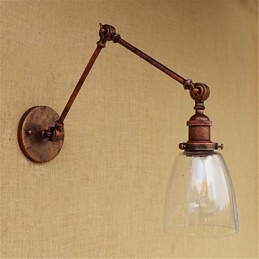 Applique da parete rustica retrò con braccio oscillante regolabile e protezione occhi