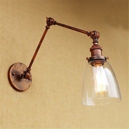 Applique da parete rustica retrò con braccio oscillante regolabile e protezione occhi