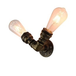 Applique da parete in ferro finitura ottone antico 2x E27