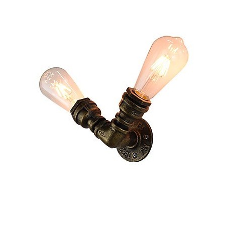Applique da parete in ferro finitura ottone antico 2x E27