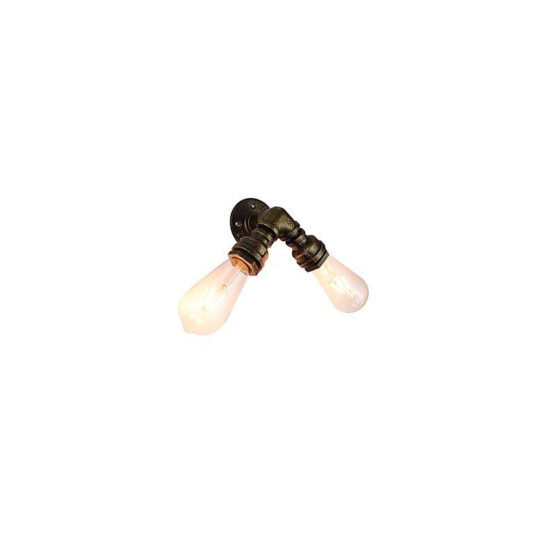 Applique da parete in ferro finitura ottone antico 2x E27