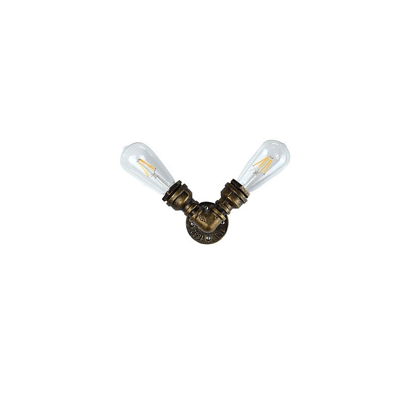 Applique da parete in ferro finitura ottone antico 2x E27