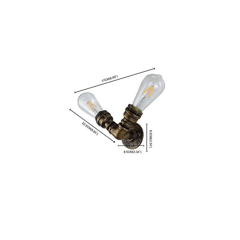 Applique da parete in ferro finitura ottone antico 2x E27