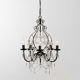 Lampadario decorativo in cristallo stile country 1 livello, catena regolabile