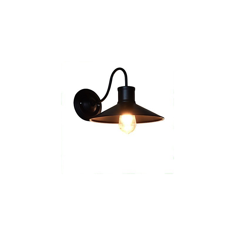 Applique da parete LED in ferro nera, lampadina E27 4 W