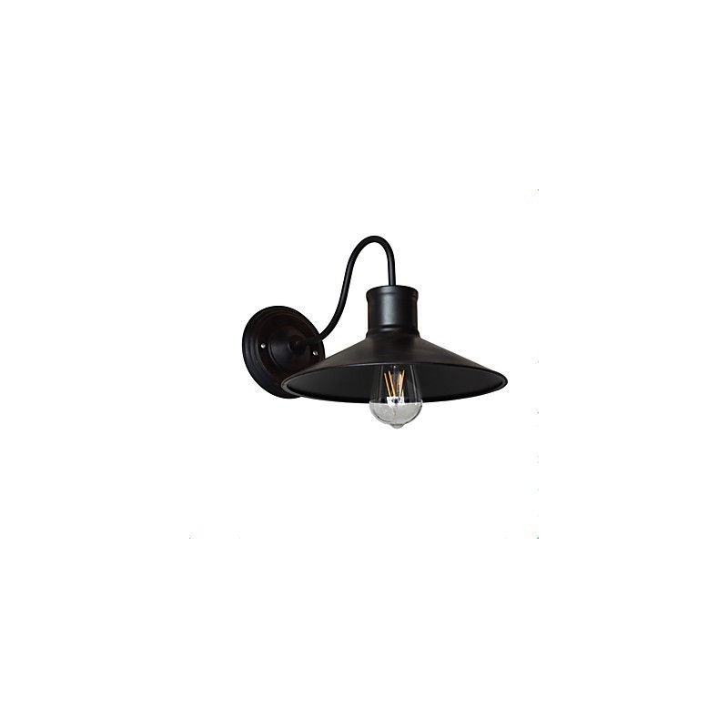 Applique da parete LED in ferro nera, lampadina E27 4 W