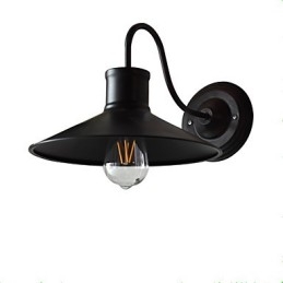 Applique da parete LED in ferro nera, lampadina E27 4 W