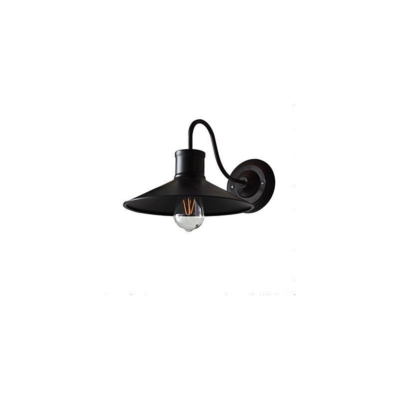 Applique da parete LED in ferro nera, lampadina E27 4 W