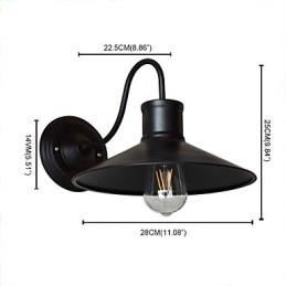 Applique da parete LED in ferro nera, lampadina E27 4 W