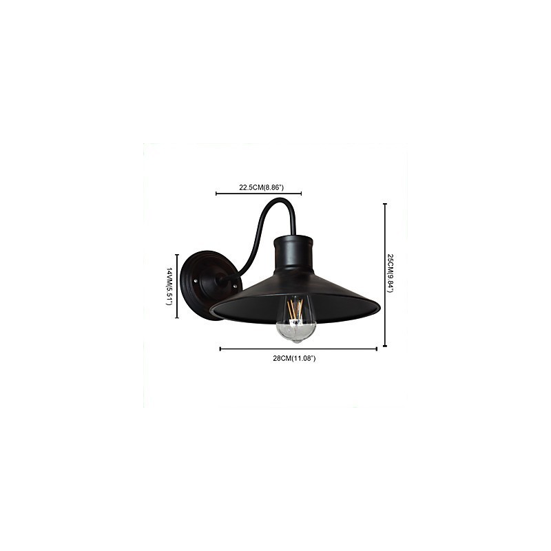 Applique da parete LED in ferro nera, lampadina E27 4 W