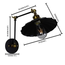 Applique da parete LED rustica classica dipinta, faretto da incasso, E27 4 W, 51 × 24,6 × 23 cm