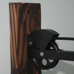 Applique da parete country americana retrò con puleggia in legno