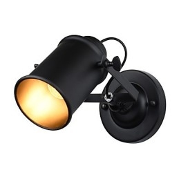 Applique da parete LED in acciaio verniciato nero stile retrò, attacco E27, 4 W
