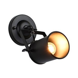Applique da parete LED in acciaio verniciato nero stile retrò, attacco E27, 4 W
