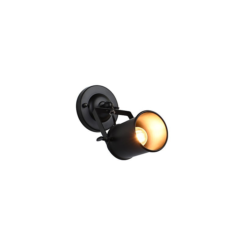 Applique da parete LED in acciaio verniciato nero stile retrò, attacco E27, 4 W