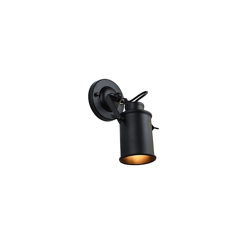 Applique da parete LED in acciaio verniciato nero stile retrò, attacco E27, 4 W
