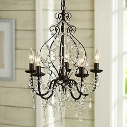 Lampadario decorativo in cristallo stile country 1 livello, catena regolabile