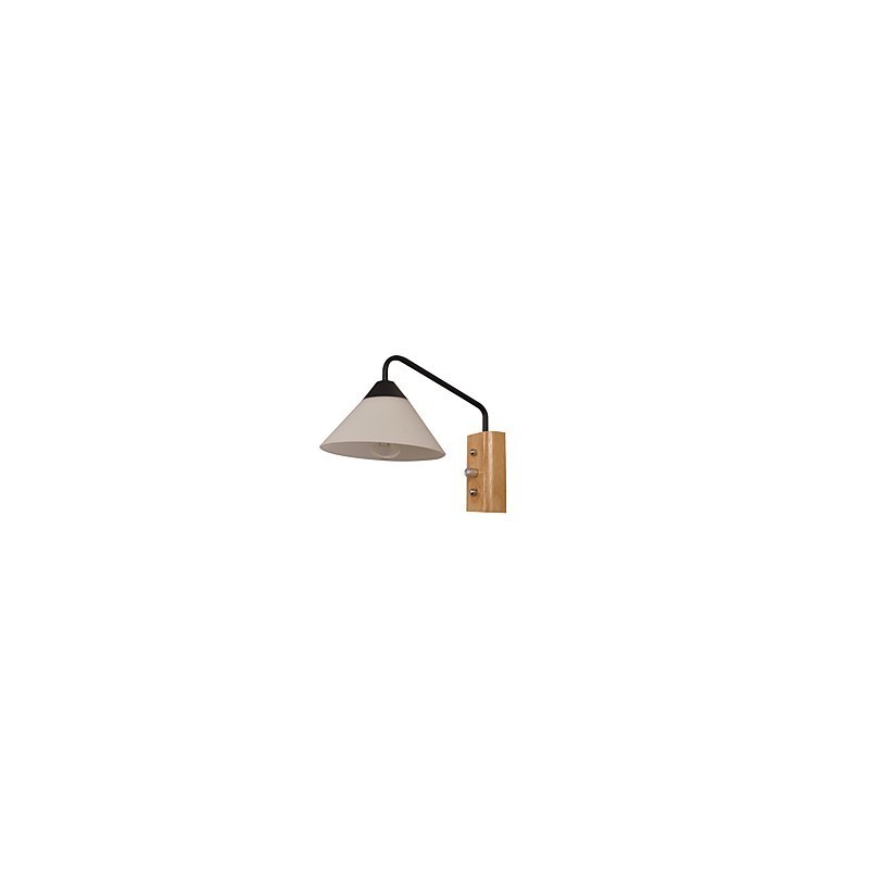 Applique da parete semplice con paralume in vetro e legno massello