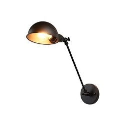 Applique da parete LED in acciaio verniciato nero opaco stile retrò caffè americano