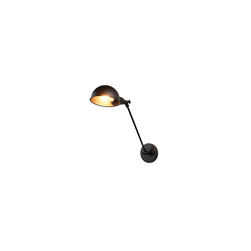 Applique da parete LED in acciaio verniciato nero opaco stile retrò caffè americano