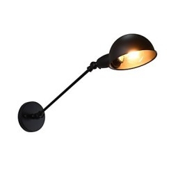 Applique da parete LED in acciaio verniciato nero opaco stile retrò caffè americano