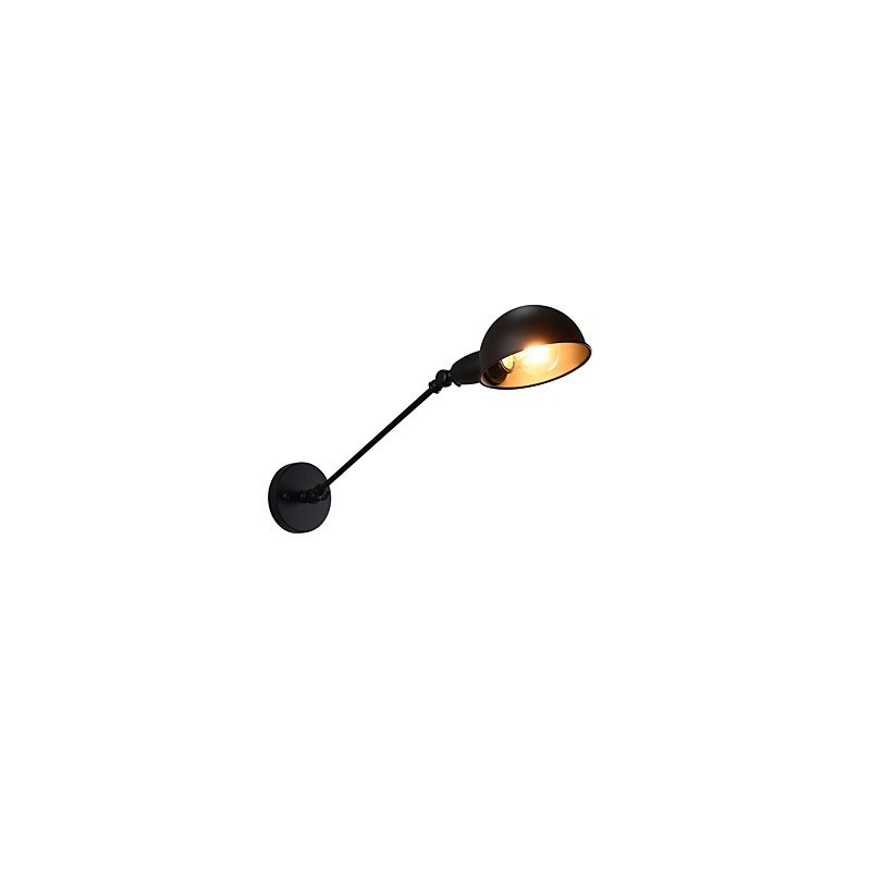 Applique da parete LED in acciaio verniciato nero opaco stile retrò caffè americano