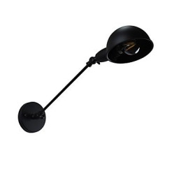 Applique da parete LED in acciaio verniciato nero opaco stile retrò caffè americano