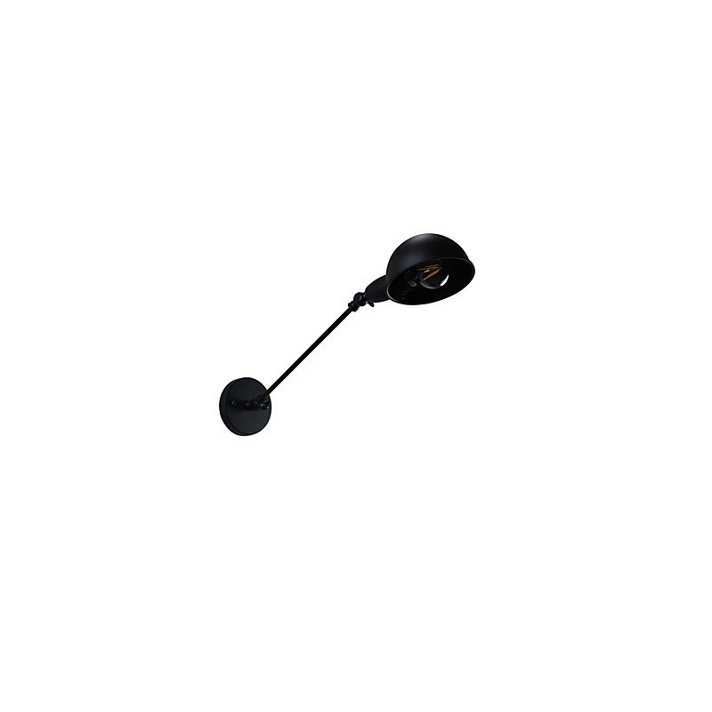 Applique da parete LED in acciaio verniciato nero opaco stile retrò caffè americano