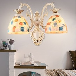 Applique da parete rustica Lodge dipinta, faretto da incasso, 2 lampadine E26/E27