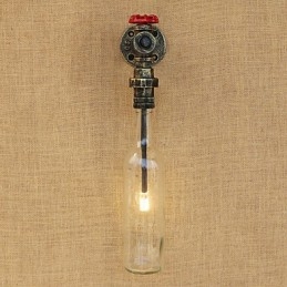 Applique da parete country retrò bronzo antico mini con protezione occhi luce ambientale G4