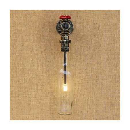 Applique da parete country retrò bronzo antico mini con protezione occhi luce ambientale G4