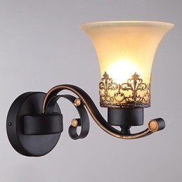 Applique da parete vintage in metallo e vetro, stile campagna americana, 1 luce