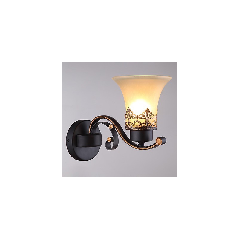 Applique da parete vintage in metallo e vetro, stile campagna americana, 1 luce