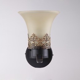 Applique da parete vintage in metallo e vetro, stile campagna americana, 1 luce