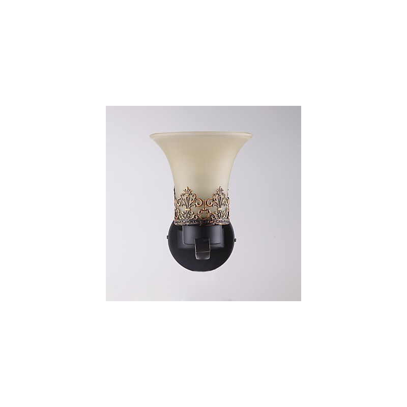 Applique da parete vintage in metallo e vetro, stile campagna americana, 1 luce