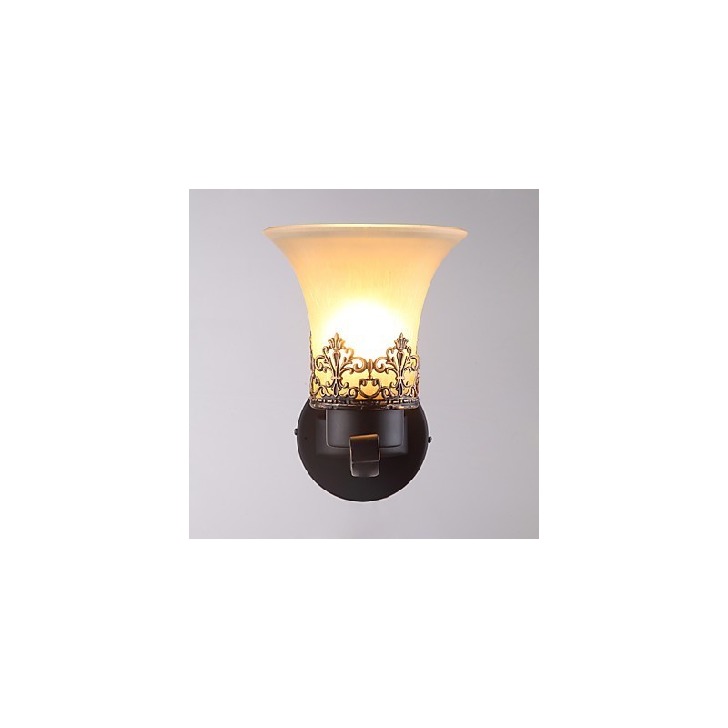 Applique da parete vintage in metallo e vetro, stile campagna americana, 1 luce